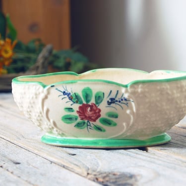 Vintage Japanese Majolica bowl / vintage ceramic bowl planter / hand painted Japan pottery / Hotta Yu Shoten style ceramic bowl 