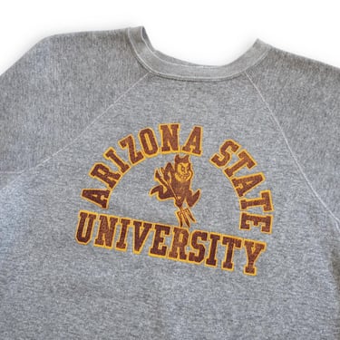 vintage sweatshirt / Arizona sweatshirt / 1970s Arizona State University Sun Devils grey raglan gusset sweatshirt Medium 