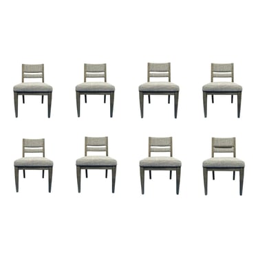 Modern Casual Gray Slat Back Dining Chairs Set of 8