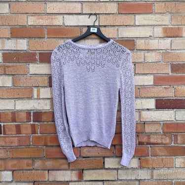 vintage 80s purple crochet sweater / s small 