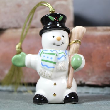 HARD TO FIND! Vintage Lenox Porcelain Snowman with Broom | Vintage Lenox Snowman in Original Box | Circa 1990s 