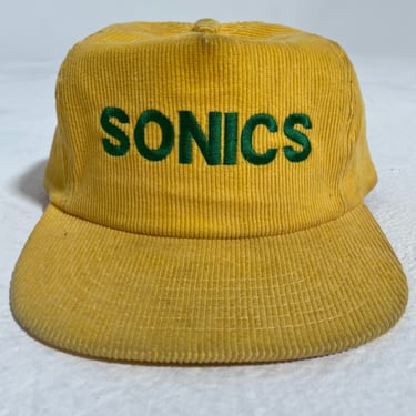 Vintage 1990's Seattle Supersonics  Yellow  Corduroy Snapback Hat