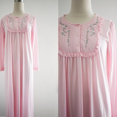 1980s Long Pink Night Gown 