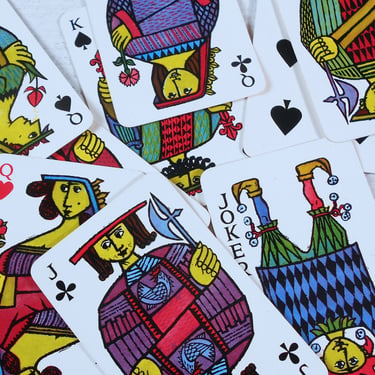 Stig Lindberg "Comedia" Playing Cards for Obergs, Sweden - 2-Deck Set of Cards with Original Box 