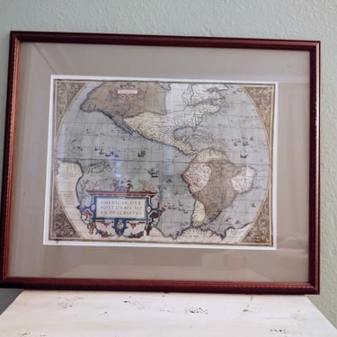 Americae Sive Novi Orbis Nova Descriptio 1590's New Americas World Map Framed Print 