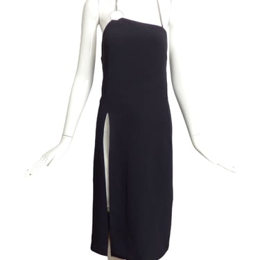 THIERRY MUGLER- NWT Black Crepe & Rhinestone Halter Dress, Size 10