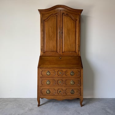Vintage Italian Louis XV Provincial-Style Oak Secrétaire Cabinet 