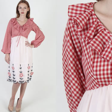 Darling Americana Gingham Embroidered Picnic Dress 