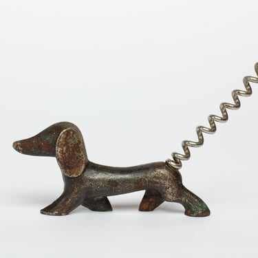 Vintage Dog Bronze Corkscrew Dachshund Old Wine Bottle Opener Walter Bosse Soviet Figurine Housewarming gift for man 