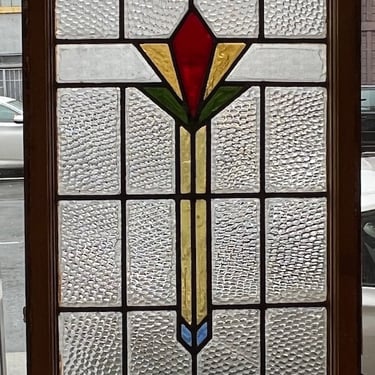 Item #AD58R Arts & Crafts Period Stained Glass Window Panel 1890-1910