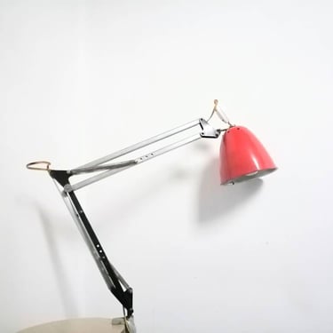 Vintage Architect's Red Light/ Angle Poise Light/ Adjustable Light/ Red Metal Light/ Swing Arm Lamp/ Mid Century/ Yugoslavia/ 70s 