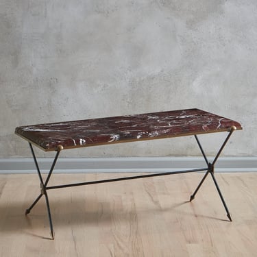 Rosso Levanto Marble Coffee Table in the Style of Maison Jansen, France 1960s