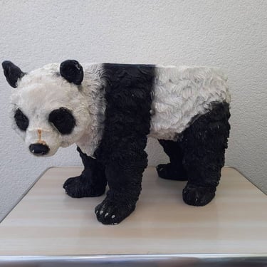 Vintage panda statue / pop art plant holder / realistic animal sculpture /Unique house decoration / vintage plastic panda / Omega Libra 