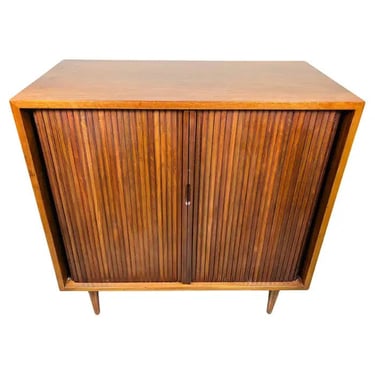 Vintage Walnut Tambour Low Cabinet By Greta Grossman For Glenn Of California 