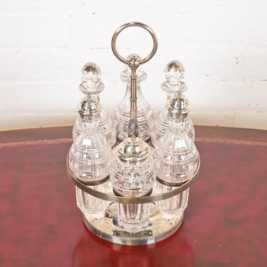 Tiffany & Co. Antique Silver Plate and Crystal Seven-Piece Cruet Set