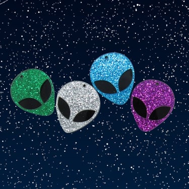 Alien Hair Clip Space Babe Barrette Neon Galaxy UFO 