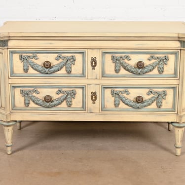 Karges French Regency Louis XVI Carved Painted Dresser or Chest of Drawers, Circa 1960s
