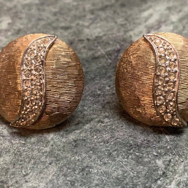 Vintage CARNEGIE deco Style Pave Gold-tone Clip On Earrings 