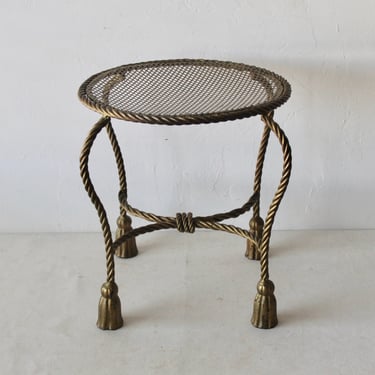 Palladio Italy Baroque Style Rope and Tassel Gold Brass Metal Vanity Stool 