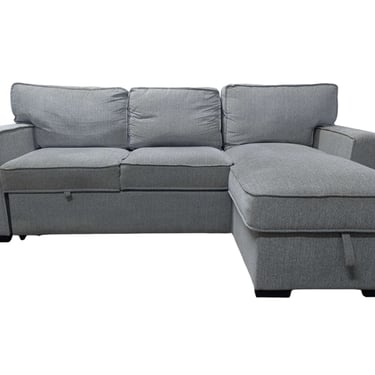 Gray Reversible Chaise w/ Storage & Pullout Mattress