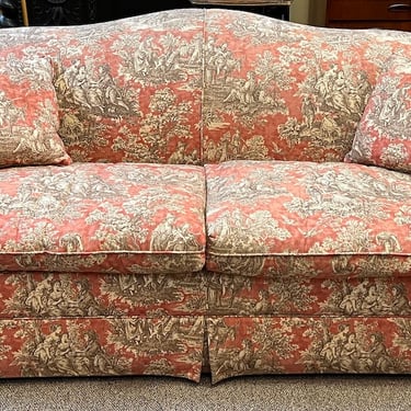 Item #DMC4 Custom Made Goose Down Filled Sofa w/ European Pastoral Scenes Upholstery Late 20th c.