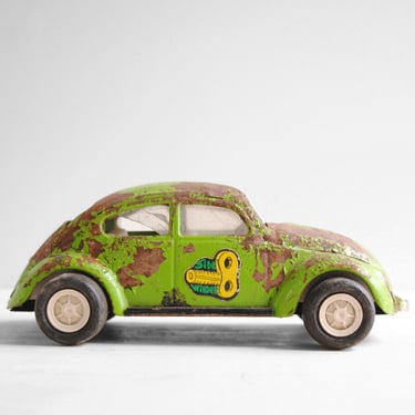 Vintage Toy Volkswagen Beetle Car, Side Winder Tonka Toy VW Bug 