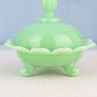 Jadeite Footed Candy Dish with Lid
