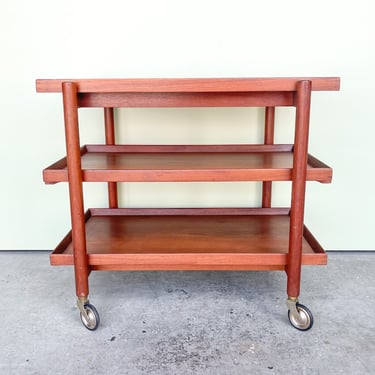 MCM Danish Three Tier Bar Cart with Removable Trays