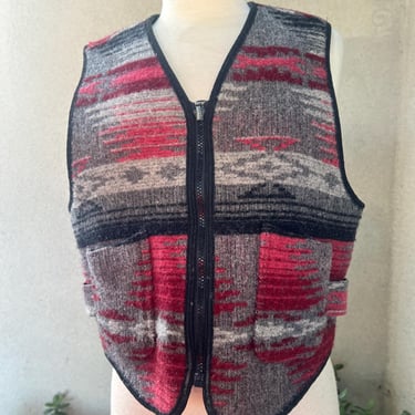 Vintage Southwestern vest wool reversible zipper pockets Sz XL by Woolrich 