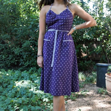 Vintage 70s NWT Jody of California Purple Halter Wrap Dress, XS / Small Women, JT Dress Co. 