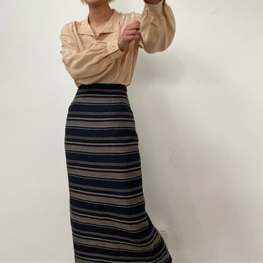 vintage embroidered linen blend maxi skirt size US 4 