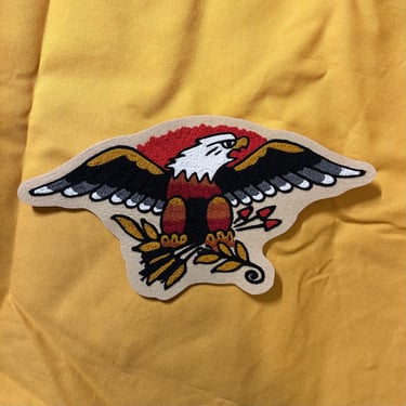 Handmade / hand cranked machine chainstitched tan felt patch - Sailor Jerry bald eagle - vintage style - traditional tattoo flash 