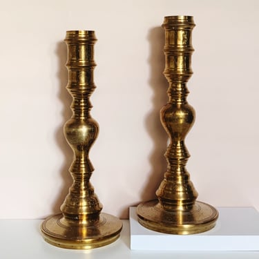 BRASS CATHEDRAL CANDLEHOLDERS - S/2 