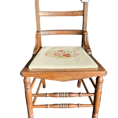 19th Century Ladder Back Chair Acorn Finials Rope | Brain