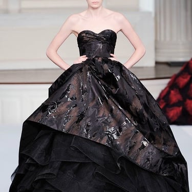 Oscar de la Renta F/W 2009 Black "Paint Strokes" Black Ball Gown