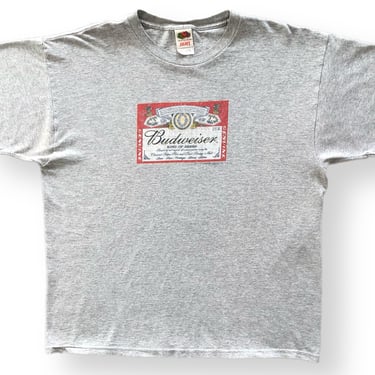 Vintage 90s Budweiser Box Logo Anheuser Busch Beer Promo Graphic T-Shirt Size XL 