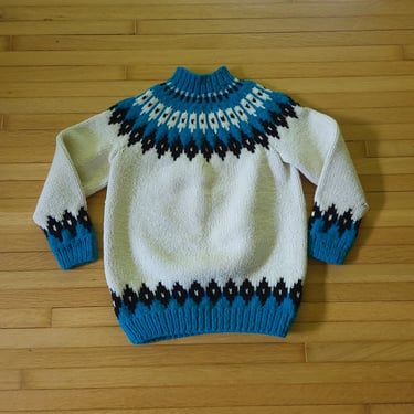 Vintage Youth Icelandic Hand Knit Wool / Acrylic Sweater / 7t to 10t / Nordic 