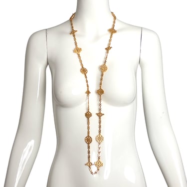 YVES SAINT LAURENT- c.1990 Gold tone Metal Necklace