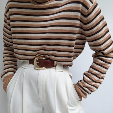 Vintage Hazelnut Striped Turtleneck