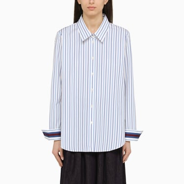 Dries Van Noten Light Blue Striped Long Sleeves Shirt Women