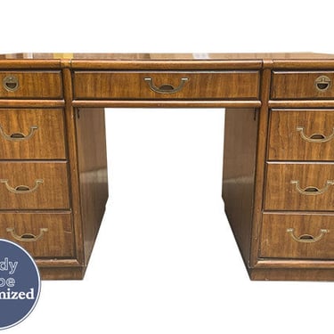 51" Unfinished 7 Drawer Vintage Henredon Desk #08214