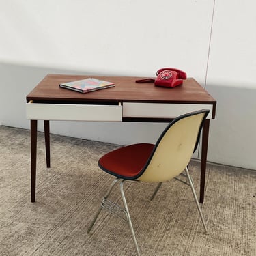 Norwegian Teak Desk with Front Bookcase