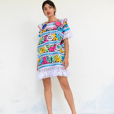 Hand Embroidered Mazatec Gala Huipil Dress 