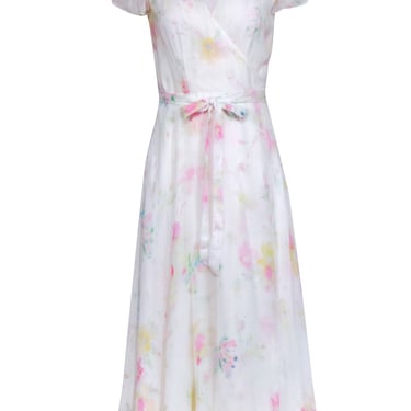 Ralph Lauren - White w/ Pink, & Yellow Floral Print Wrap Dress Sz 4