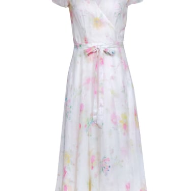 Ralph Lauren - White w/ Pink, &amp; Yellow Floral Print Wrap Dress Sz 4