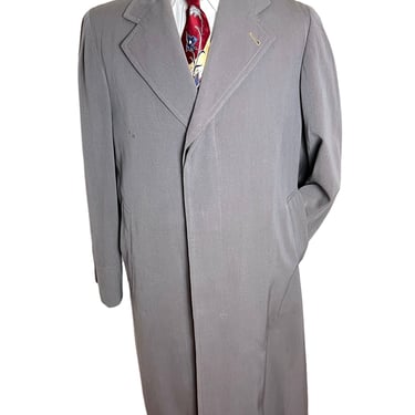 Vintage 1940s Wool Gabardine Overcoat ~ size 38 to 40 R ~ Trench / Rain Coat ~ Union Made ~ Cravenette 