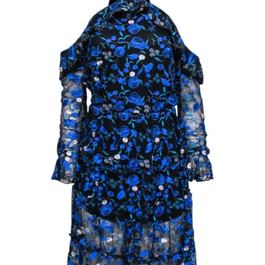 Alexia Admor - Blue Floral Off-The-Shoulder Dress w/ Tie Halter Sz 4