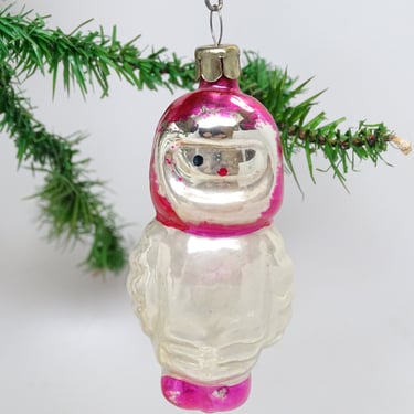 Antique  Russian Cosmonaut Glass Christmas Ornament, Vintage Holiday Tree Decor 