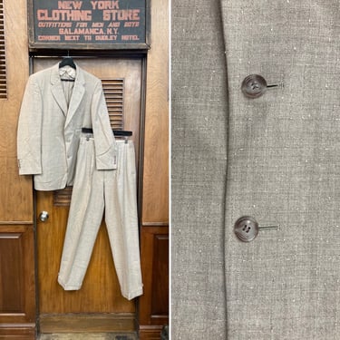 Vintage 1950’s Penney’s Wool Fleck 2 Piece Rockabilly Patch Pocket, Jacket, Sportcoat, Blazer, Pants, Rockabilly Suit, 1950s Suit, Fleck, 