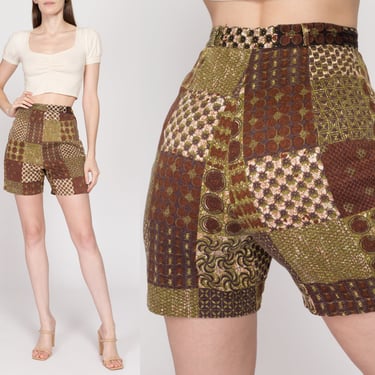 XS 60s Batik Patchwork High Waisted Shorts 24